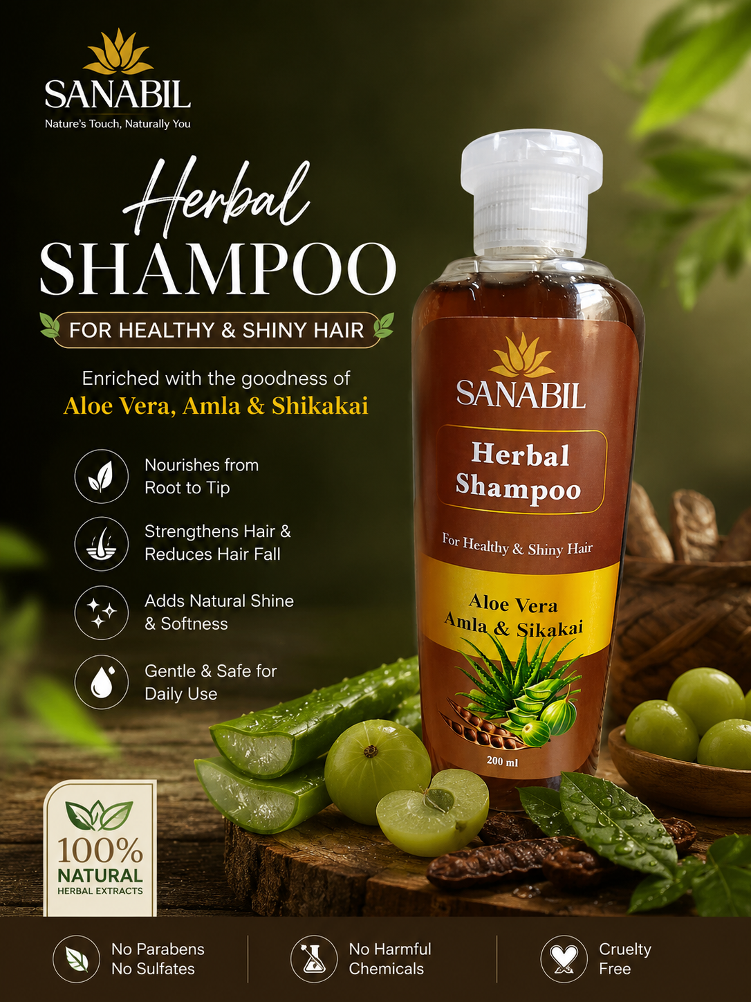 Herbal Shampoo (Amla shikakai and Aloevera)